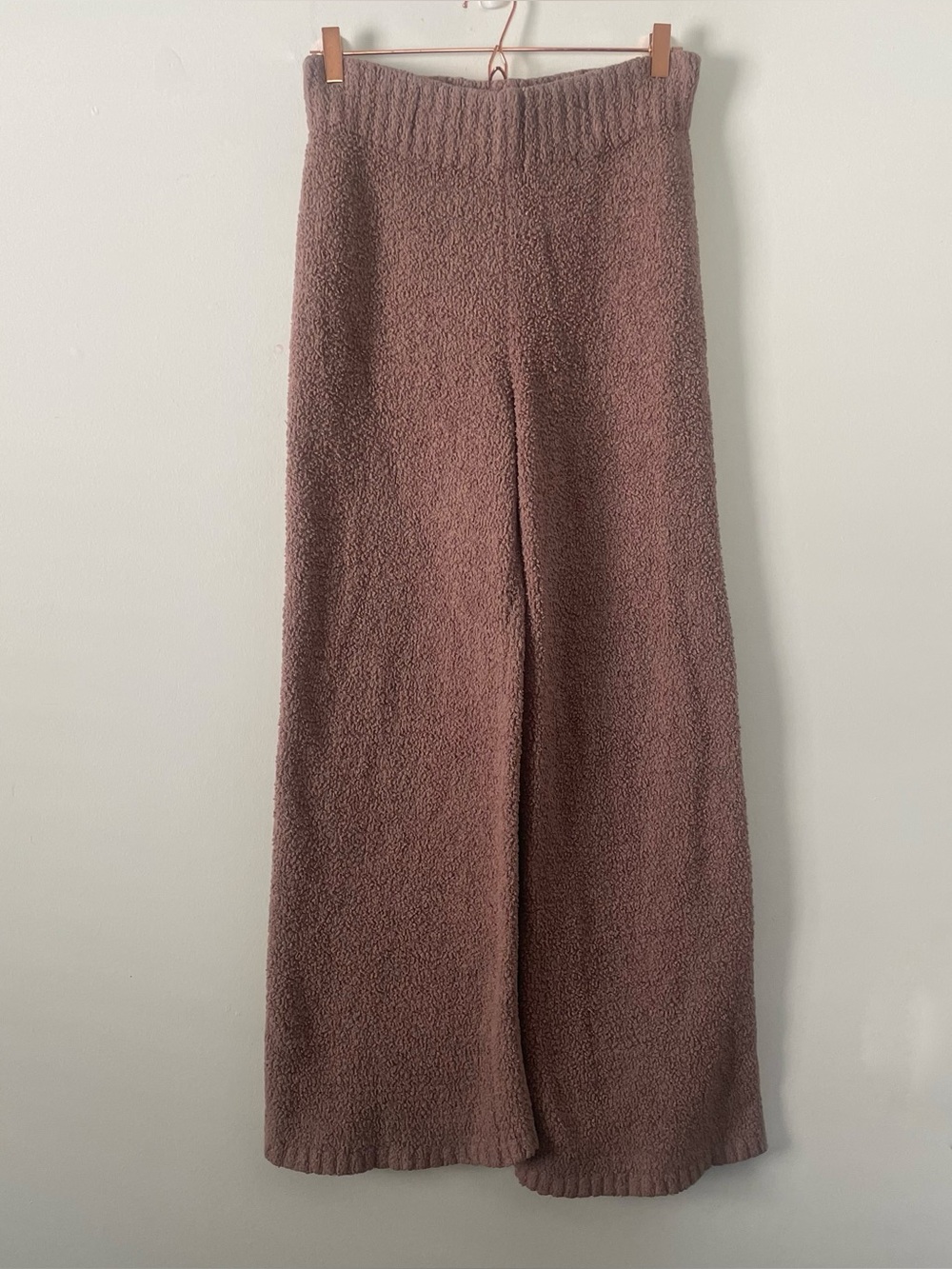 Skims Mauve Pink Cozy Teddy Sherpa Wide Leg Lounge Pants Size L/XL